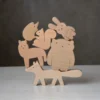 Rankų darbo Waldorf medinių gyvūnų rinkinys „Miške“