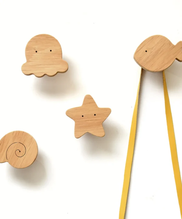 Vaikiški mediniai sieniniai kabliukai Vandenynas