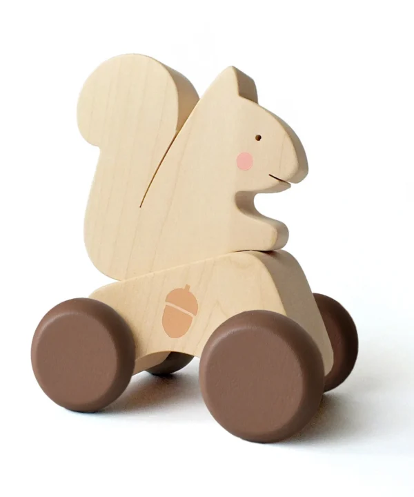 Medinis stumdomas žaislas 2-in-1 „Voverė“ | Montessori žaislas